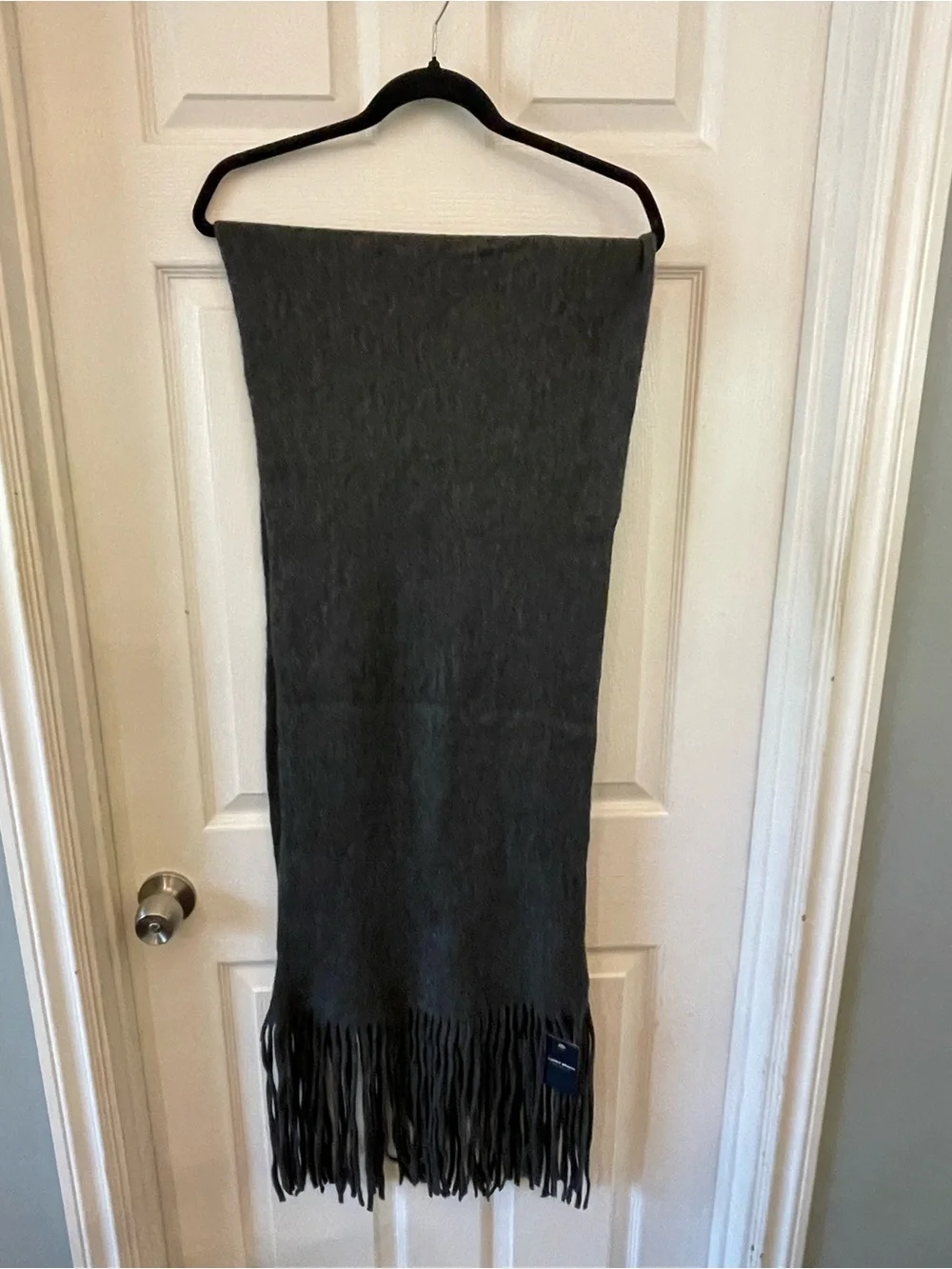 NWT Lucky Brand Classic Fringe Winter Scarf - Charcoal Gray